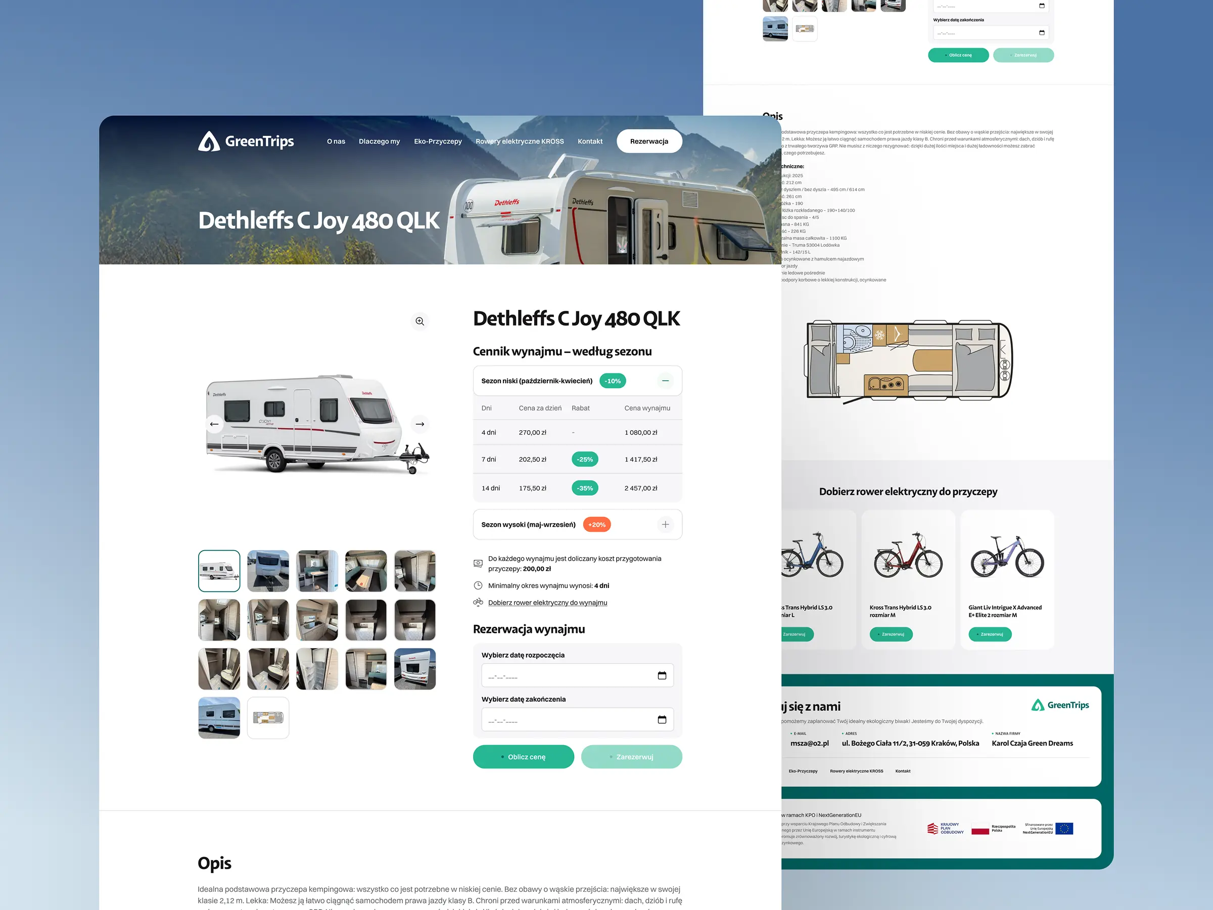 Green Trips – branding i strona internetowa z systemem wynajmu – zdjęcie 6