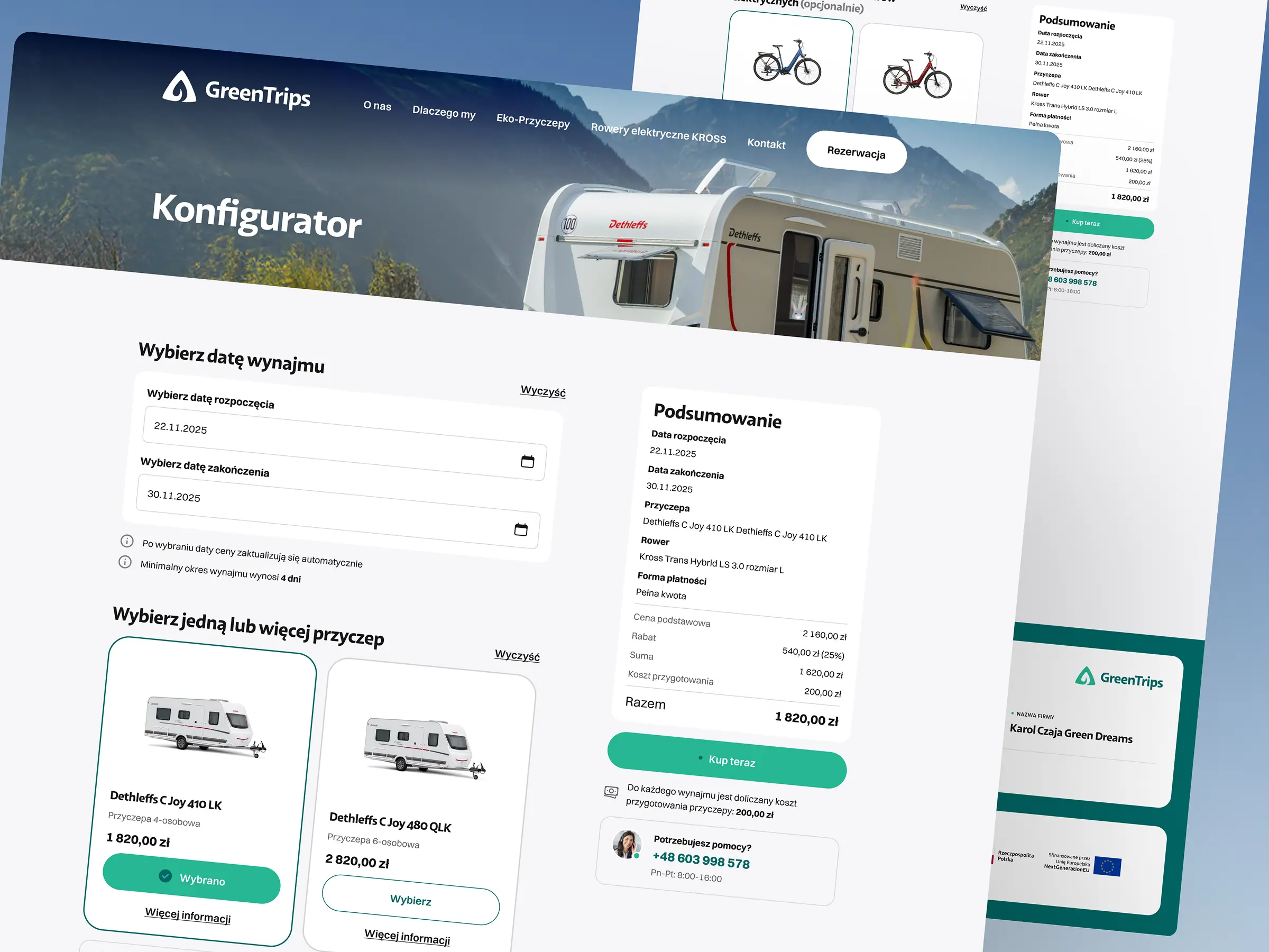 Green Trips – branding i strona internetowa z systemem wynajmu – zdjęcie 7
